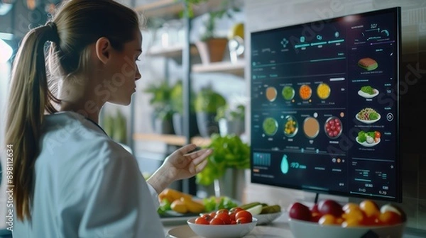 Obraz digital nutrition planning center where dietitians use software to create personalized meal plans based on clientsa?? health data