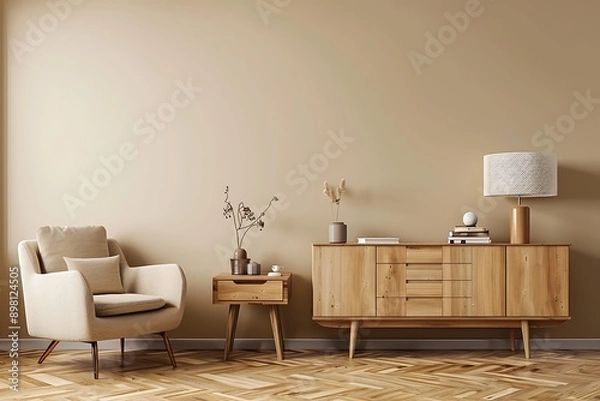 Fototapeta living interior with fireplace