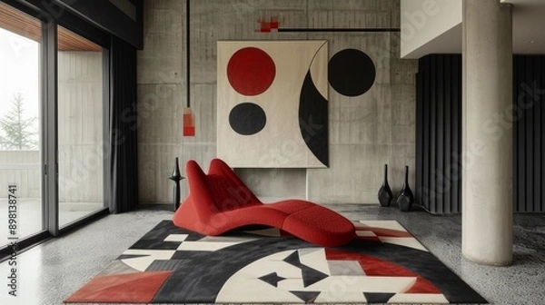 Fototapeta Bauhaus Interior Design with Bold Geometric Shapes