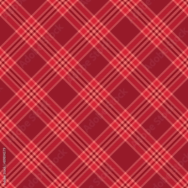 Fototapeta Red tartan diagonal seamless pattern background