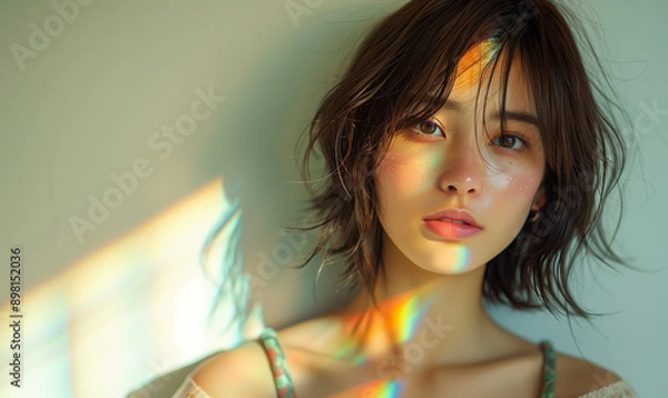 Obraz 鮮やかな光を浴びる女性