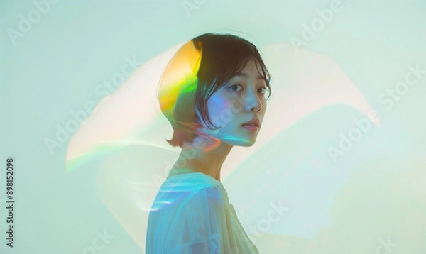 Obraz 鮮やかな光を浴びる女性