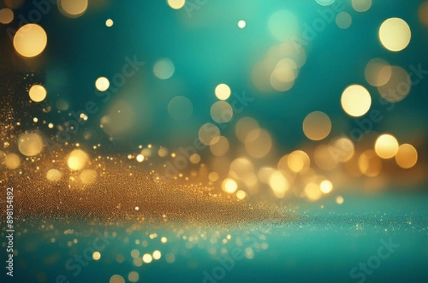 Obraz Abstract bokeh background gold turquoise