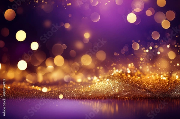Obraz Abstract bokeh background gold purple