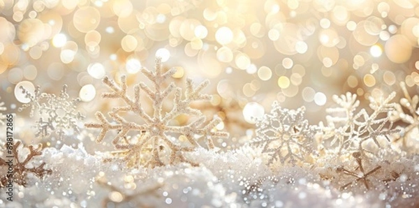 Fototapeta Festive background with golden and silver