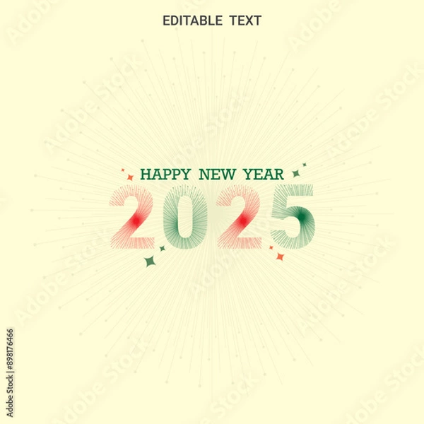 Obraz Happy New Year 2025 premium editable text effect Vector illustration template