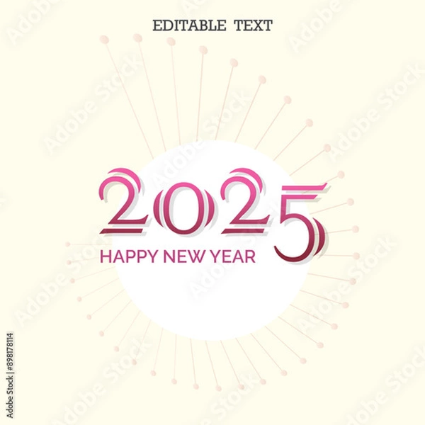 Obraz Happy New Year 2025 premium editable text effect Vector illustration template
