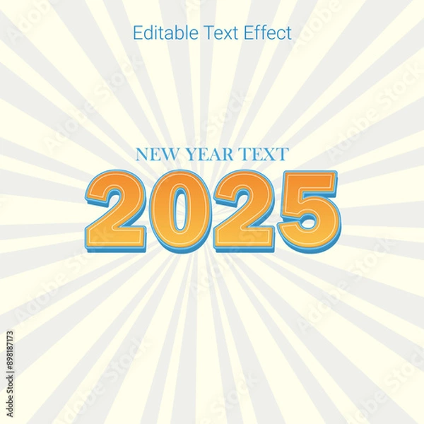 Obraz Happy New Year 2025 premium editable text effect Vector illustration template