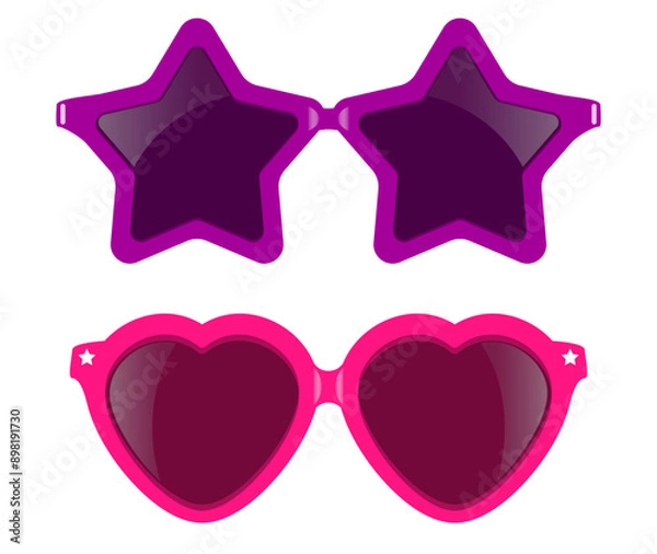 Obraz Funny party sunglasses, star and heart shaped glasses