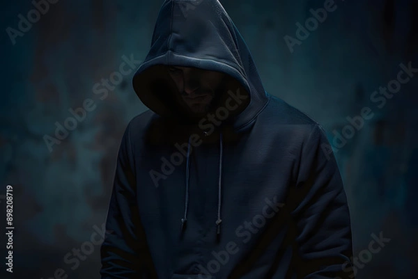 Fototapeta Man in Hood. Dark figure