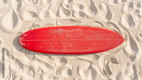 Fototapeta Retro red surfboard