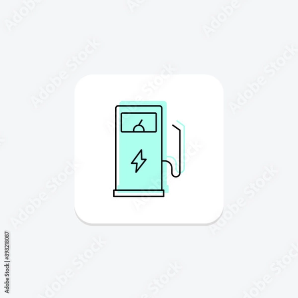 Fototapeta Energy Fuel Pump color shadow thinline icon , vector, pixel perfect, illustrator file