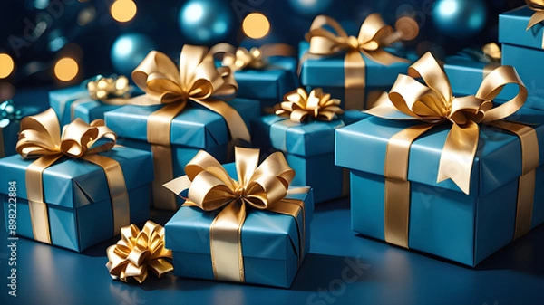 Fototapeta gift box with golden ribbon