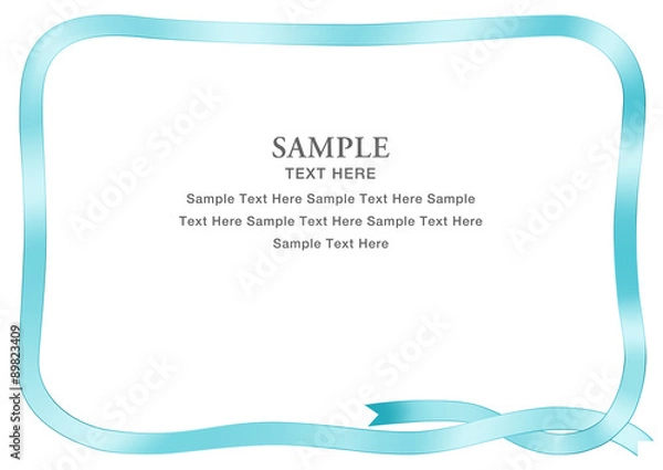 Obraz 柔らかいリボンのフレーム（ブルー色）