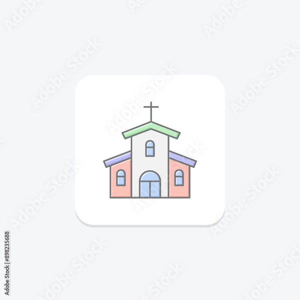Fototapeta Church lineal color icon , vector, pixel perfect, illustrator file