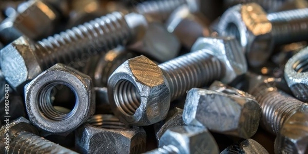 Obraz Stacked nuts and bolts