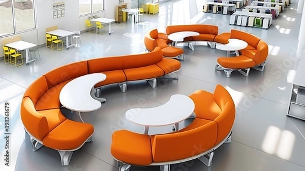 Obraz Classroom with modern, modular seating arrangements 