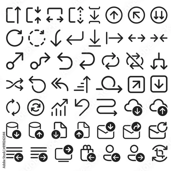 Fototapeta Set of black and white icons for web