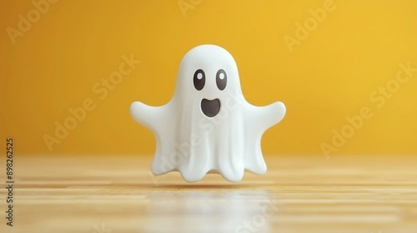 Fototapeta A Snapchat ghost with a playful expression