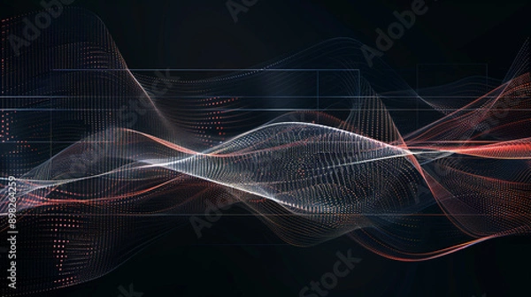 Fototapeta Digital wave line technology dark background.