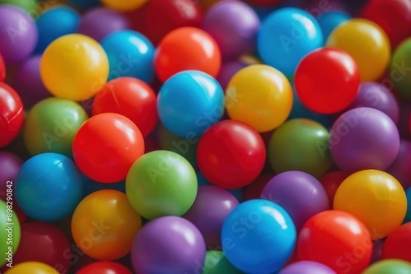 Fototapeta Colorful Ball Pit. Abstract Background with Bright Colours for Children's Play