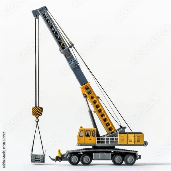 Fototapeta Construction crane lifting heavy load