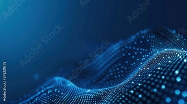 Fototapeta Blue background with wave and dots pattern