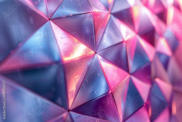 Obraz Abstract metallic geometric pattern with a smooth gradient effect transitioning from violet to platinum,