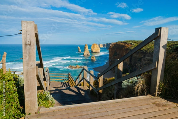 Obraz Steps leading to viewing platform at the landmark Twelve Apostles along the famous Great Ocean Road, Victoria, Australia