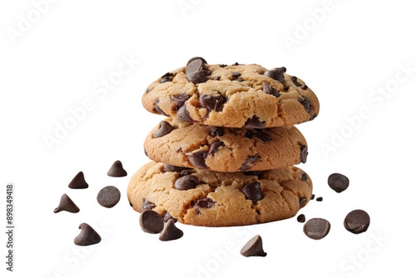 Obraz Delicious Chocolate Chip Cookie Isolated On Transparent Background