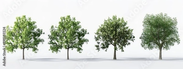 Fototapeta The peaceful green trees environment clipart on transparent backgrounds is an illustration in 3D