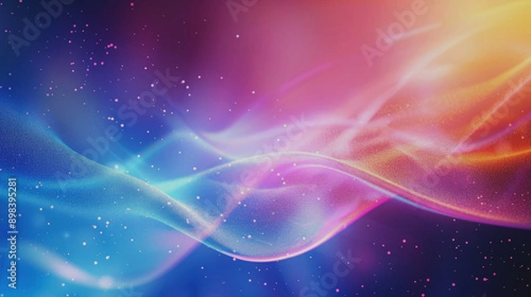 Fototapeta Abstract digital wave shape, light and particles.