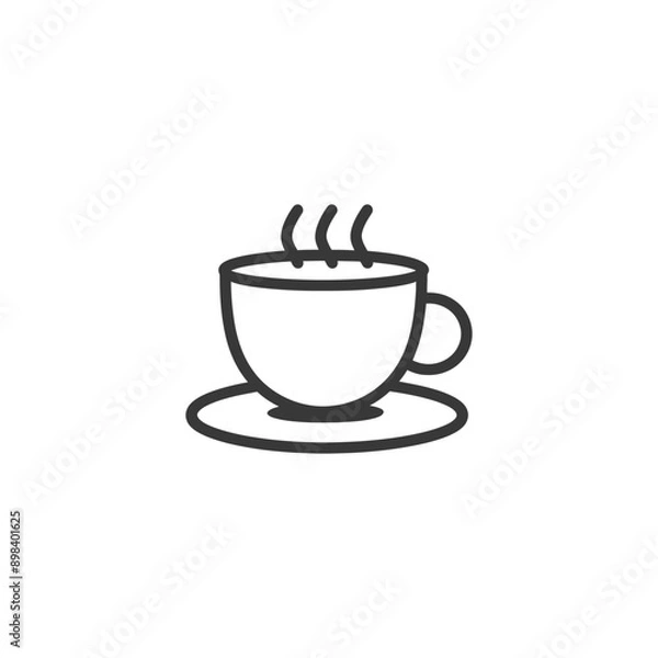 Fototapeta A Line Drawing of a Cup of Hot Beverage on a Saucer