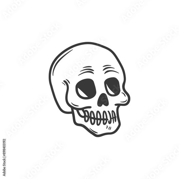 Fototapeta Hand drawn illustration of a cartoon skull with an open mouth