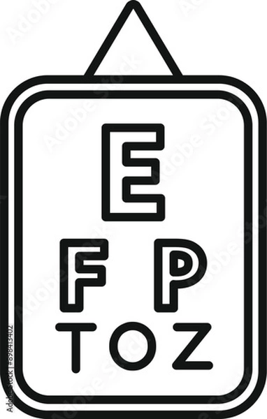 Fototapeta Line drawing of an eye exam chart hanging on a wall, representing vision testing and eye care