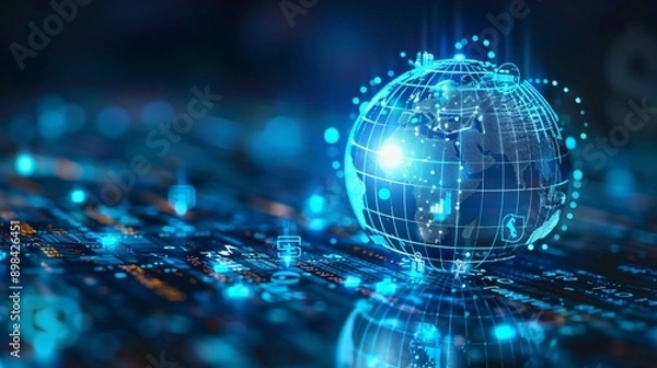 Fototapeta Digital Globe on Circuit Board