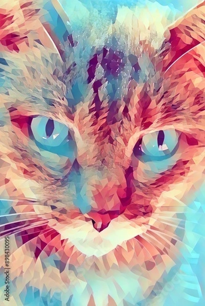 Fototapeta Cat face close-up in orange and blue