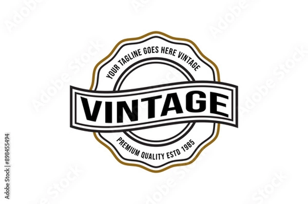 Obraz Simple Round Vintage Retro Stamp Label Logo Design, Vintage frame logo. Antique label.