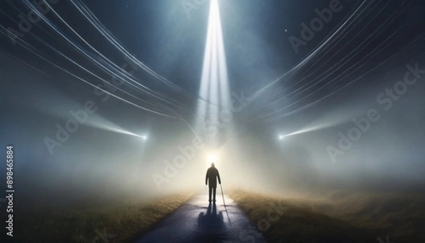 Fototapeta silhouette of a person in the fog