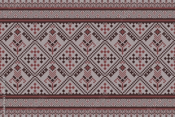 Fototapeta Ethnic pattern seamless pixel art for Fabric geometric ethnic pattern seamless,Pixel pattern art wallpaper Background, Design for fabric, curtain, carpet ,geometry seamless pattern art illustration