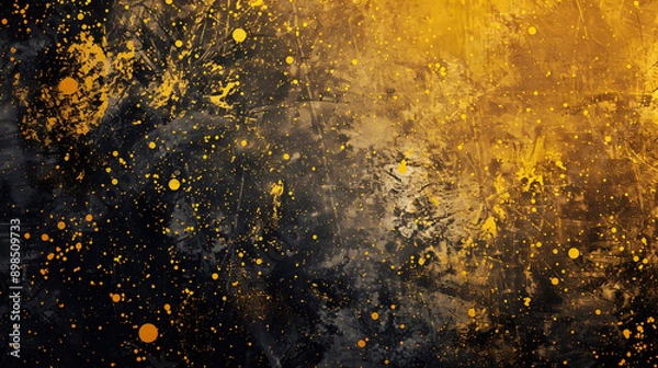 Obraz Abstract yellow black gradient grainy background with vibrant noise texture for grunge poster design