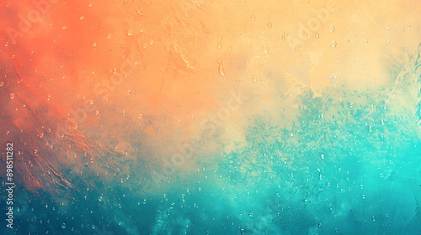 Obraz Bright orange cyan grainy background with vibrant noise texture for gradient retro poster design