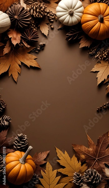 Fototapeta Brown minimalistic fall background with copy space