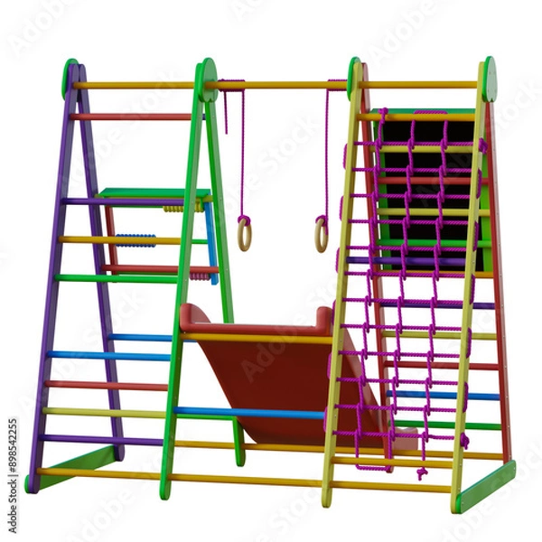 Fototapeta play structure, Childers paying tings, outdoor gym, play area, , no background, different design, png, white background, isolated, abstract, 3d model.