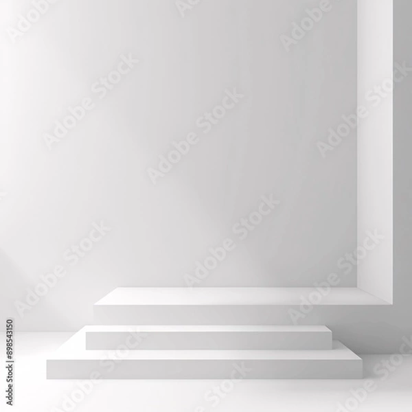 Fototapeta Empty white gradient background for product display with little sunlight 