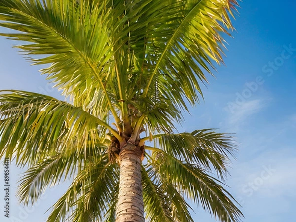 Fototapeta coconut palm tree on blue sky,coconut palm tree