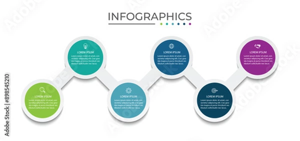 Fototapeta Vector Infographic label design template with icons and 6 options