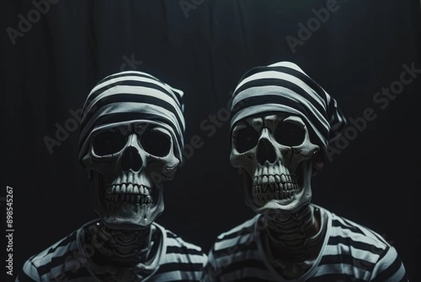 Fototapeta Two Skeleton Pirates Portrait