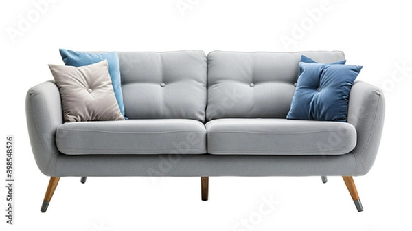 Fototapeta Modern Scandinavian style sofa  isolated on transparent or white background 