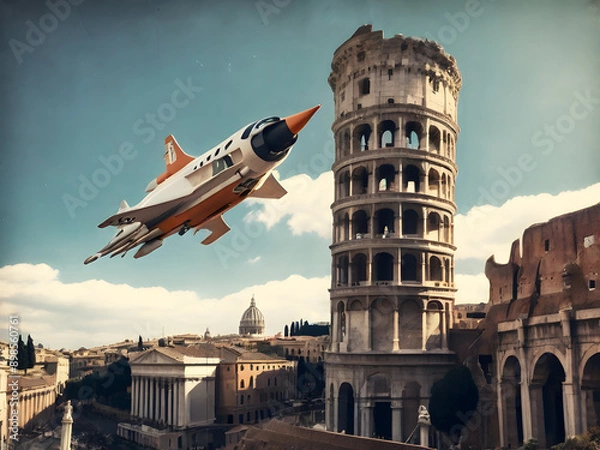 Fototapeta city tower ai generative 